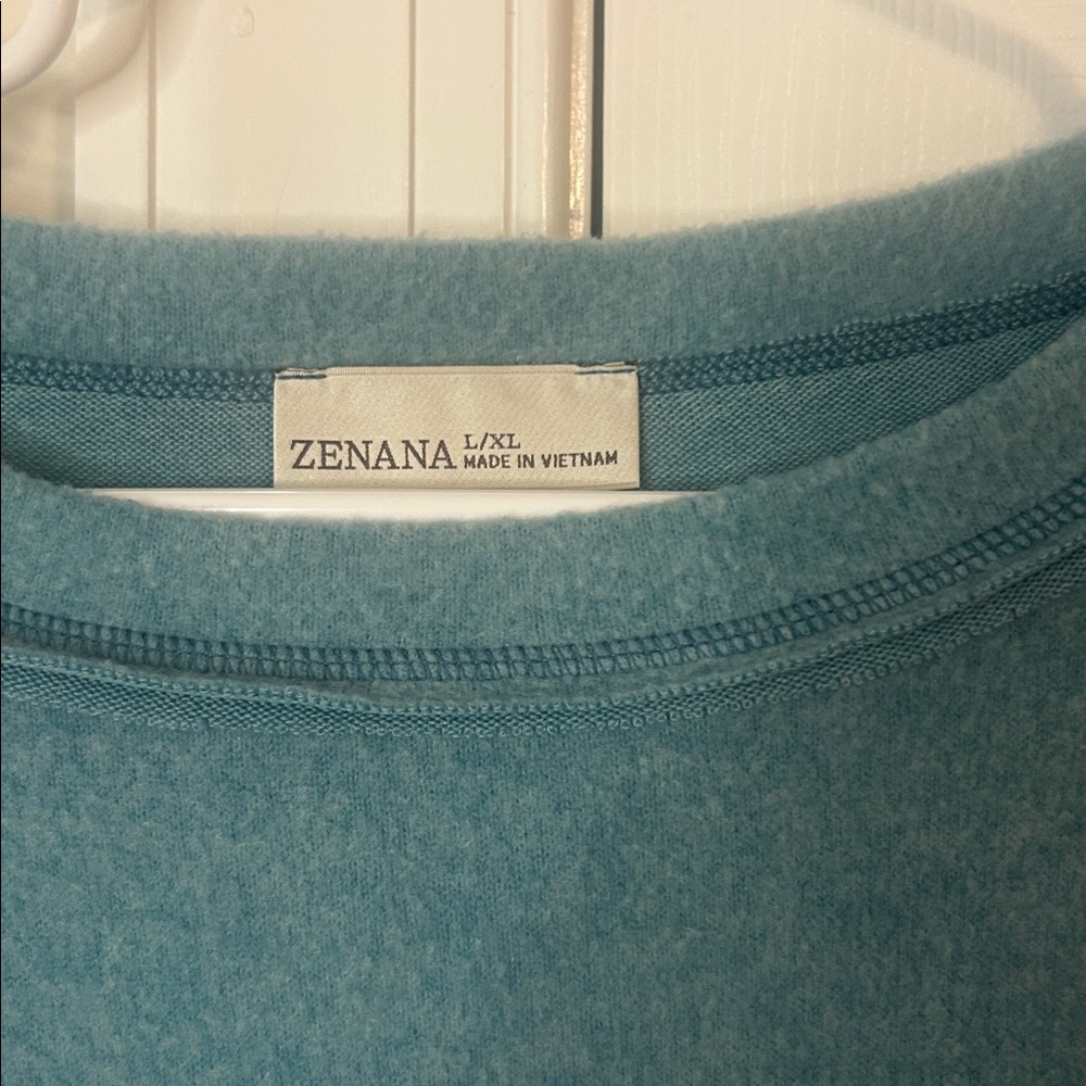 Zenana Outfitters Teal Crew Neck Sweater/Fleece - Picture 2 of 4